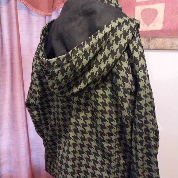 Adidas Ivy Park Hooded Twill Heavyweight Jacket Wild Pine Black Houndstooth - Picture 5 of 12